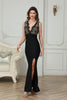 Load image into Gallery viewer, Mermaid Black Deep V Neck Long Formal Dress with Slit