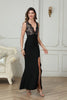 Load image into Gallery viewer, Mermaid Black Deep V Neck Long Formal Dress with Slit