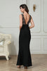 Load image into Gallery viewer, Mermaid Black Deep V Neck Long Formal Dress with Slit