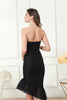 Load image into Gallery viewer, Simple Black Strapless Midi Graduation Dress