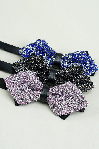 Black Rhinestones Adjustable Party Bow Ties