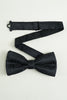 Load image into Gallery viewer, Black Jacquard Satin Bow Tie Pocket Square Set