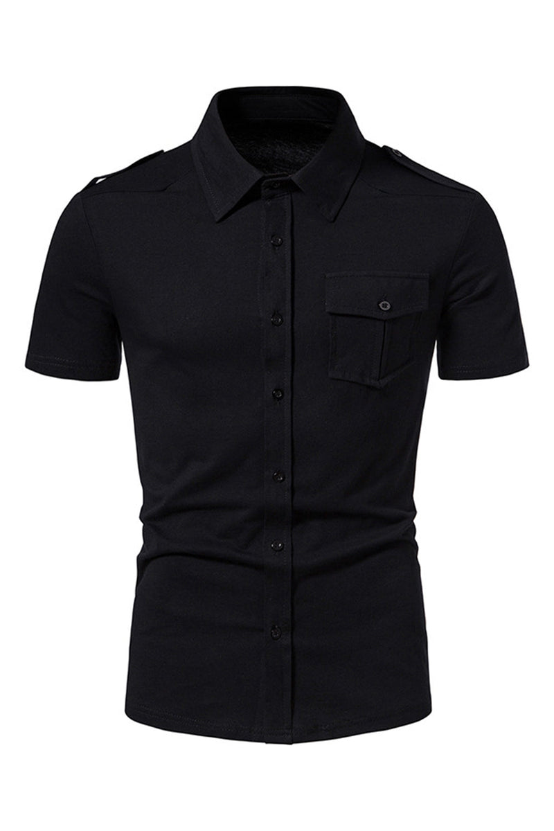 Load image into Gallery viewer, Black Slim Fit Short Sleeves Tops for Men