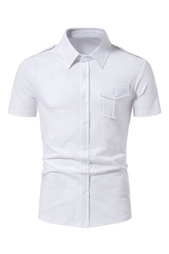 Black Slim Fit Short Sleeves Tops for Men