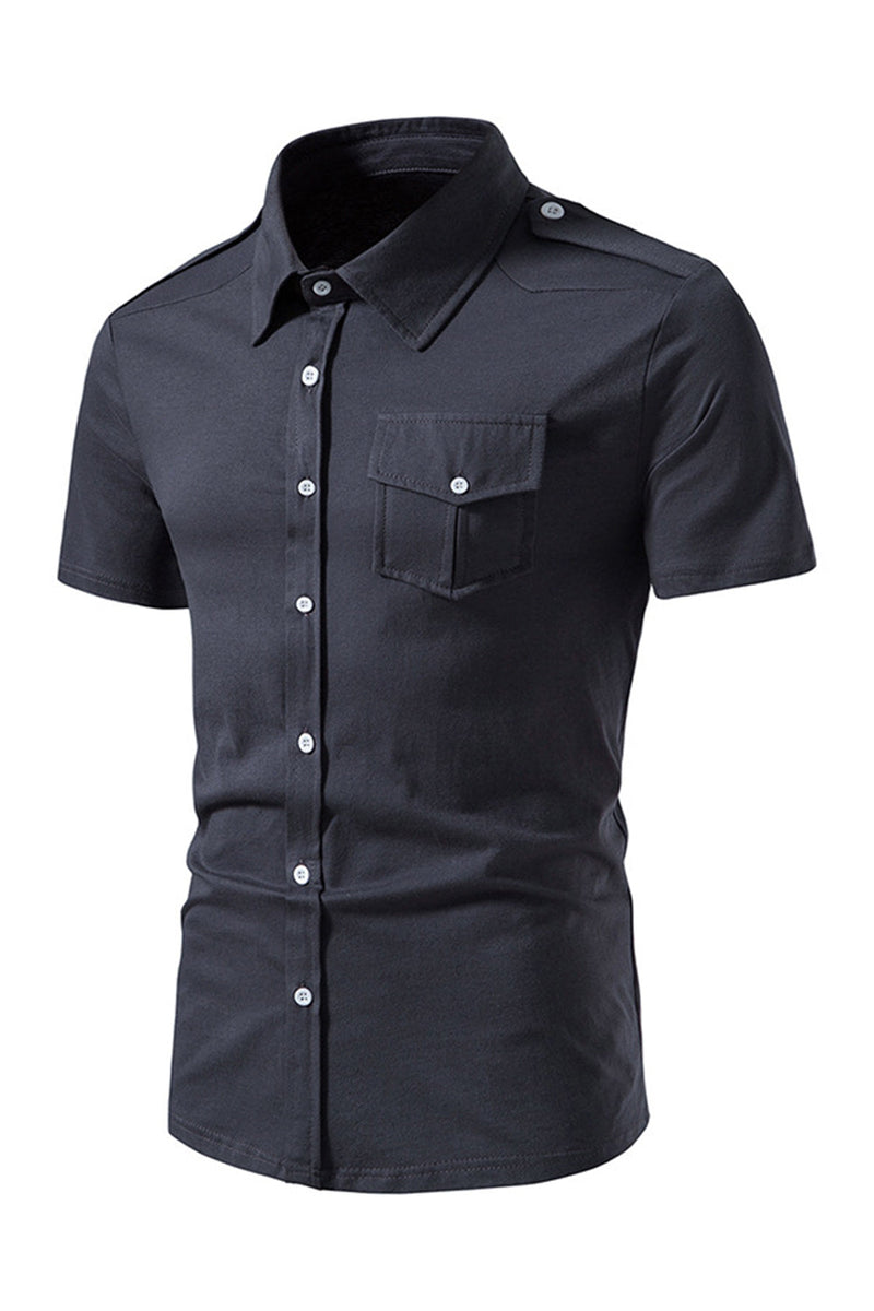 Load image into Gallery viewer, Black Slim Fit Short Sleeves Tops for Men