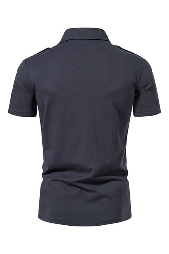 Black Slim Fit Short Sleeves Tops for Men