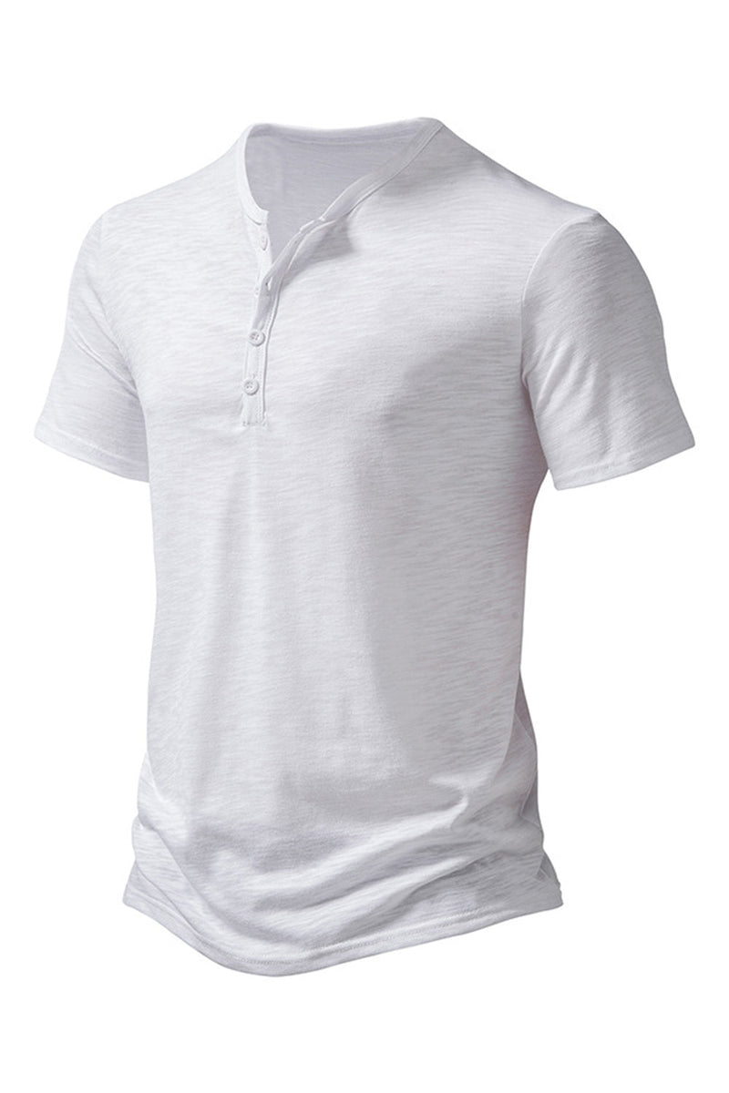 Load image into Gallery viewer, Button Black Summer Short Sleeves Tops for Men