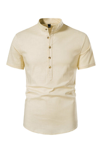 Slim Fit White Buttons Summer Men's Tops