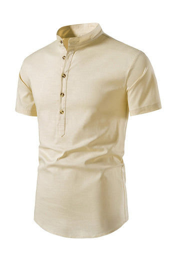 Slim Fit White Buttons Summer Men's Tops