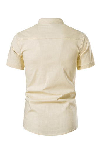 Slim Fit White Buttons Summer Men's Tops