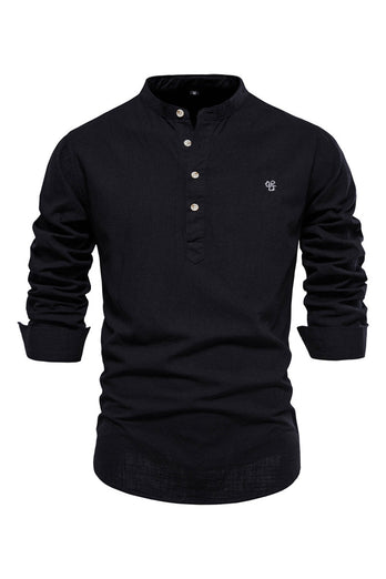 Long Sleeves Black Casual Men's Shirt