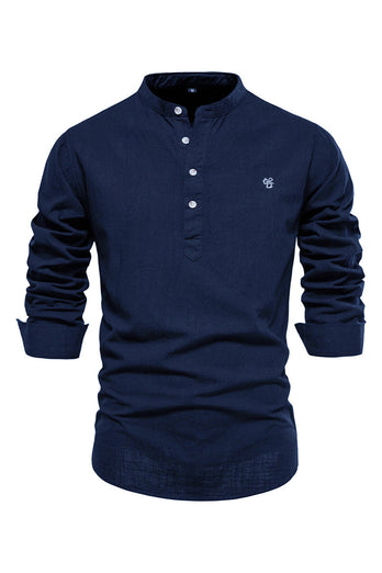 Long Sleeves Black Casual Men's Shirt