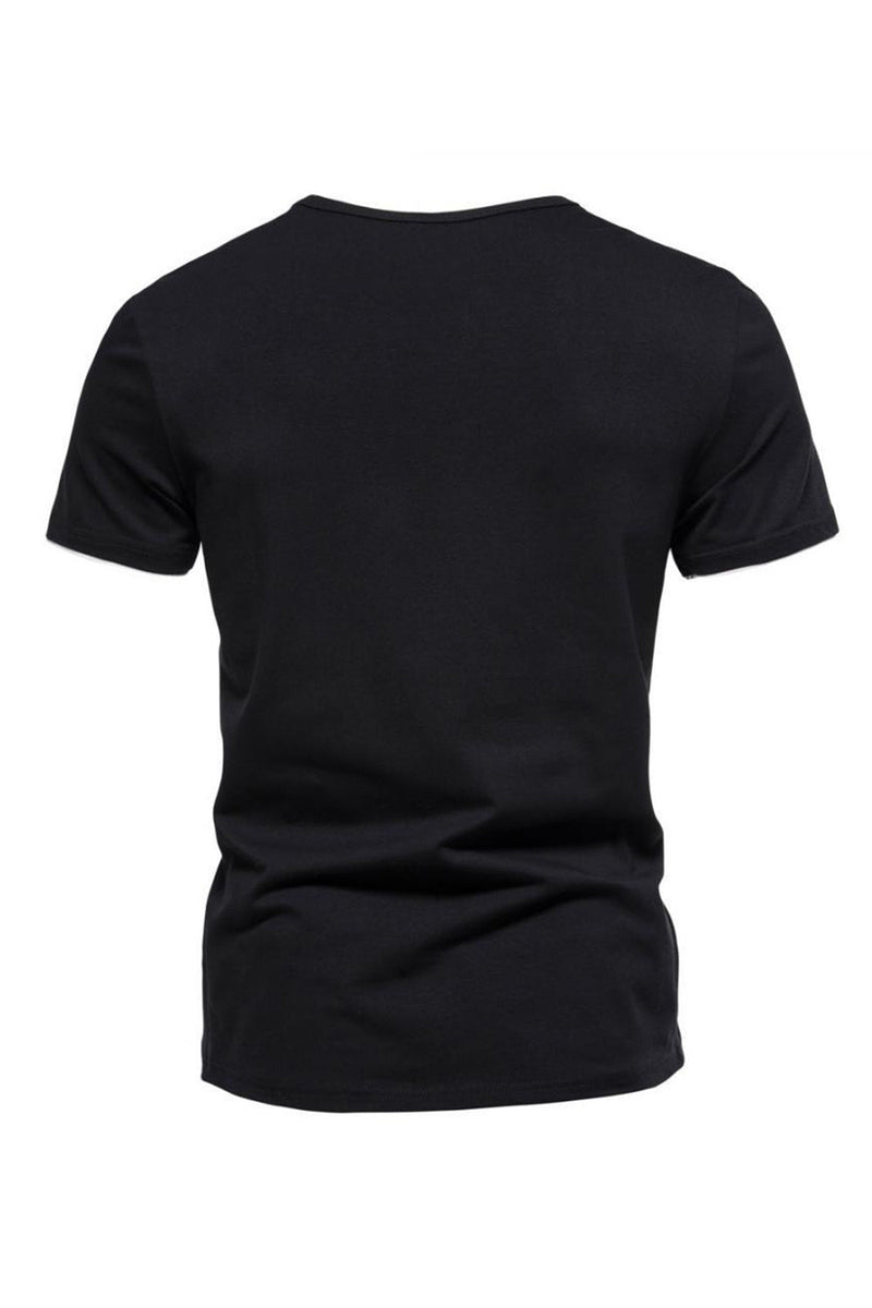 Load image into Gallery viewer, Black V-neck Short Sleeves Summer Men&#39;s Tops