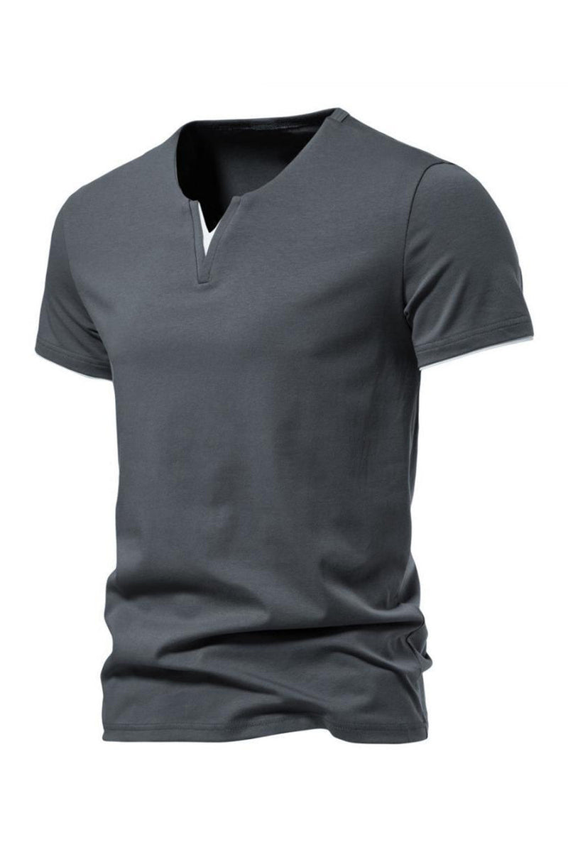 Load image into Gallery viewer, Black V-neck Short Sleeves Summer Men&#39;s Tops