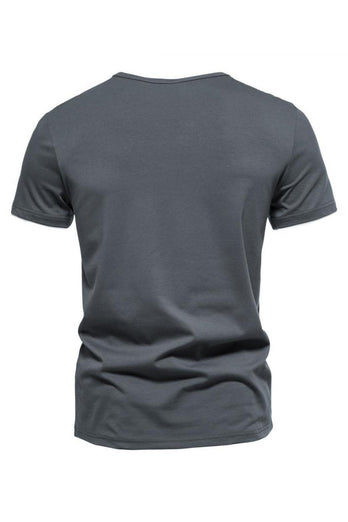 Black V-neck Short Sleeves Summer Men's Tops