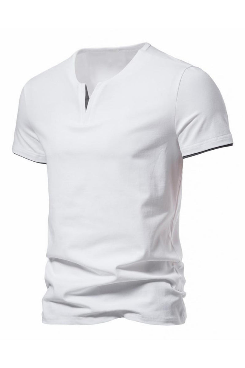 Load image into Gallery viewer, Black V-neck Short Sleeves Summer Men&#39;s Tops