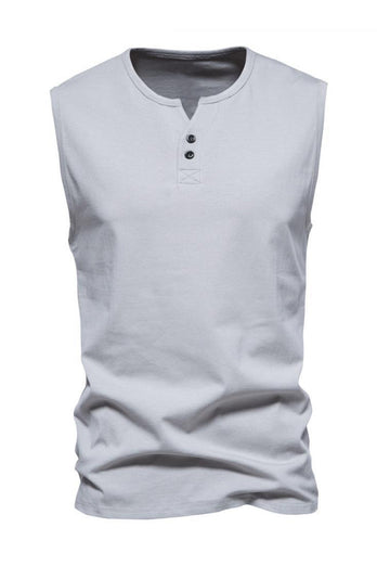 Summer Sleeveless Buttons Men's T-shirt