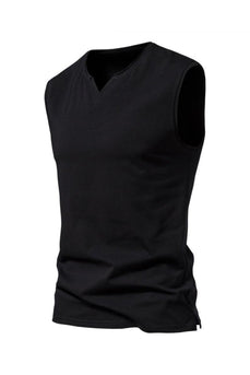 Sleeveless Black V-neck Summer Men's T-shirt