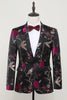 Load image into Gallery viewer, Black Jacquard Satin Notched Lapel Blazer