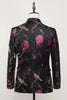 Load image into Gallery viewer, Black Jacquard Satin Notched Lapel Blazer