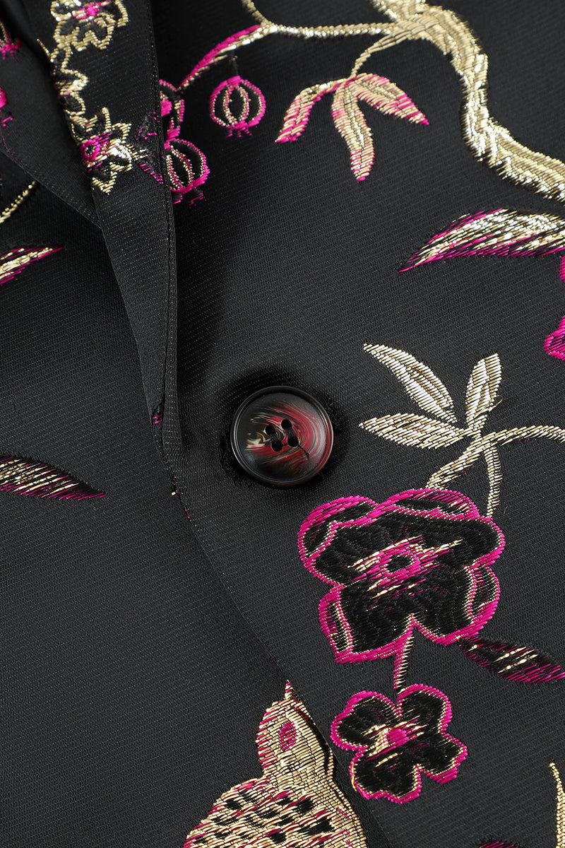 Load image into Gallery viewer, Black Jacquard Satin Notched Lapel Blazer