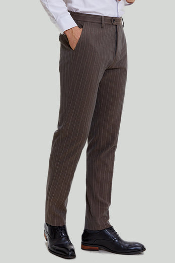 Coffee Pinstripe 3 Piece Men's Prom Suits