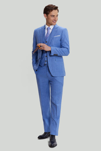 Men's 3-piece Two Button Sky Blue Tuxedo