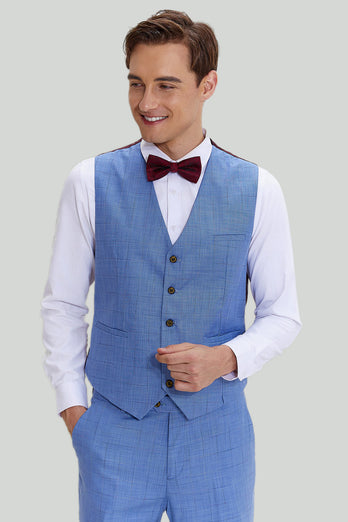 Men's 3-piece Two Button Sky Blue Tuxedo