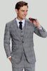 Load image into Gallery viewer, Grey Plaid Wide Peak Lapel 3 Piece Single Breasted Men&#39;s Suits