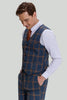 Load image into Gallery viewer, Grey Blue Men&#39;s 3 Piece Plaid Notched Lapel Prom Suits