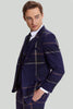 Load image into Gallery viewer, Men&#39;s 3 Piece One Button Navy Plaid Tuxedo