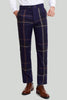 Load image into Gallery viewer, Men&#39;s 3 Piece One Button Navy Plaid Tuxedo