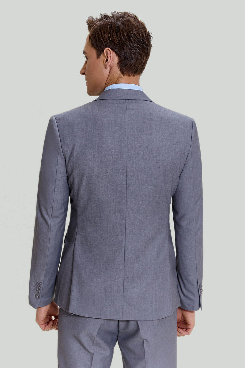 Load image into Gallery viewer, Grey Men&#39;s 3 Piece Notched Lapel Prom Suits