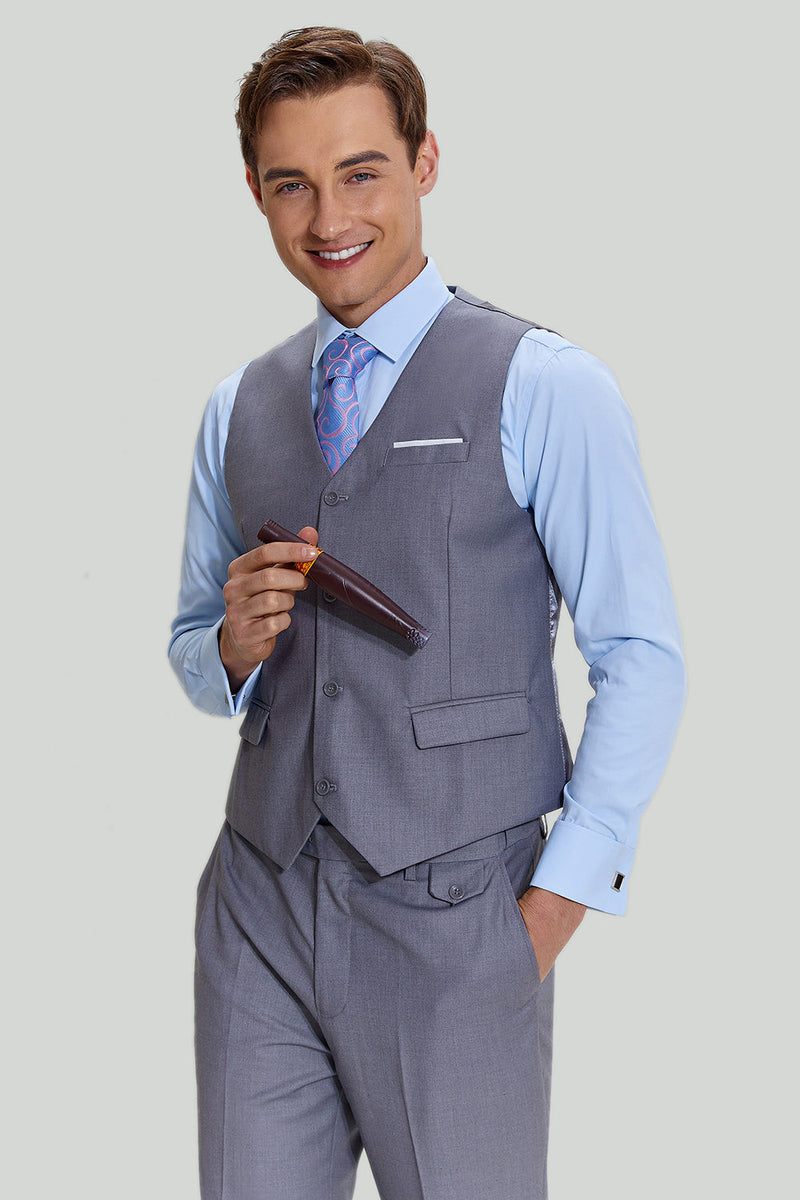 Load image into Gallery viewer, Grey Men&#39;s 3 Piece Notched Lapel Prom Suits