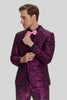 Load image into Gallery viewer, Fuchsia Floral Jacquard 3 Piece Men&#39;s Prom Suits