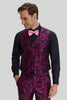 Load image into Gallery viewer, Fuchsia Floral Jacquard 3 Piece Men&#39;s Prom Suits