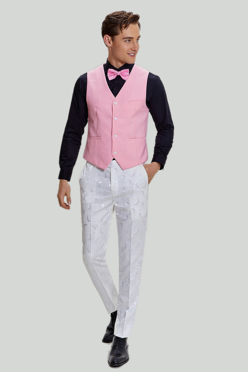 Load image into Gallery viewer, White Jacquard Satin 2 Piece Shawl Lapel Men&#39;s Prom Suits