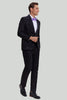 Load image into Gallery viewer, Men&#39;s Black 2-piece Jacquard One Button Fit Suit Set