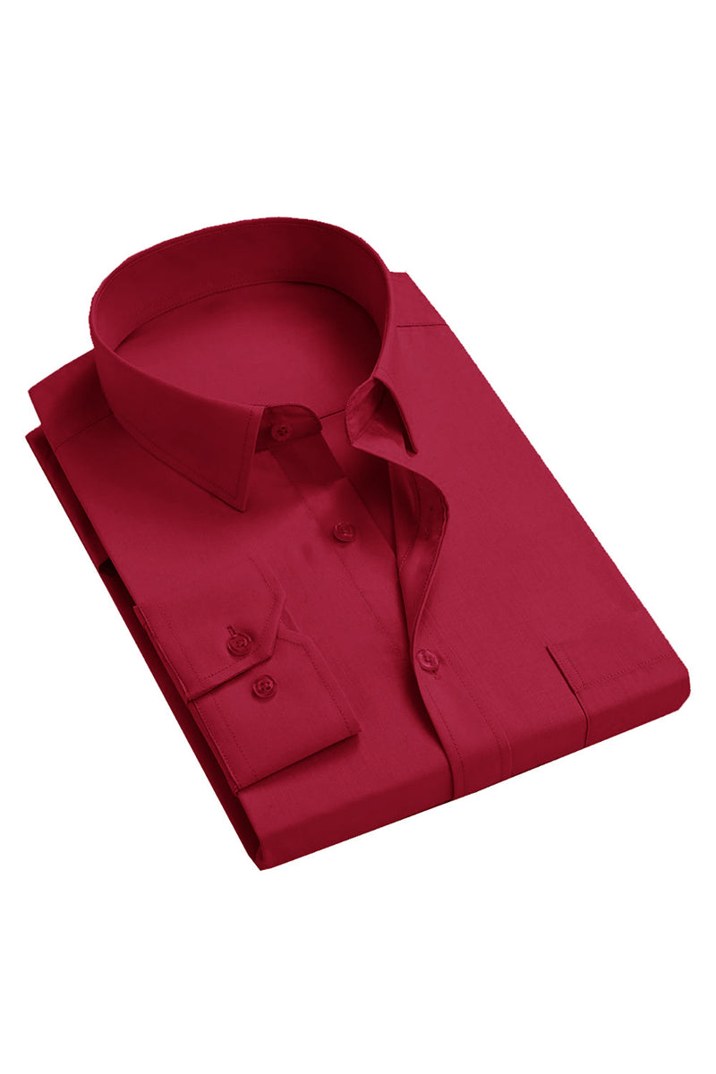 Load image into Gallery viewer, Men&#39;s Red Wrinkle-Free Solid Long Sleeves Dress Shirt