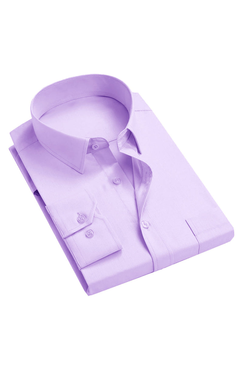 Load image into Gallery viewer, Men&#39;s Purple Wrinkle-Free Solid Long Sleeves Dress Shirt