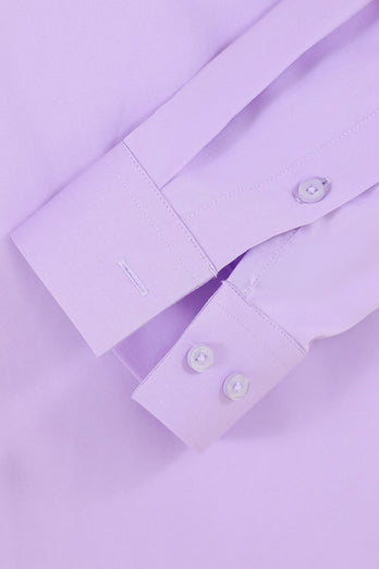 Men's Purple Wrinkle-Free Solid Long Sleeves Dress Shirt