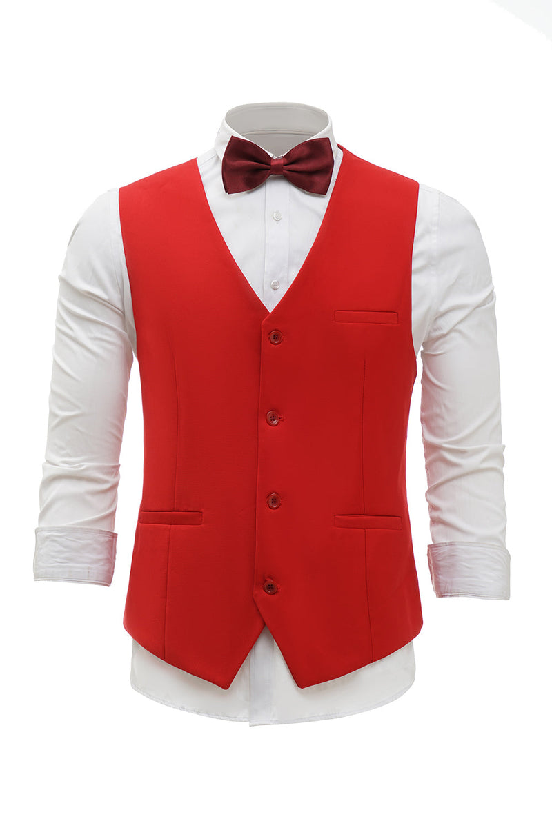 Load image into Gallery viewer, Red Single Breasted Shawl Lapel Men&#39;s Suit Vest