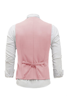 Pink Single Breasted Shawl Lapel Men's Suit Vest