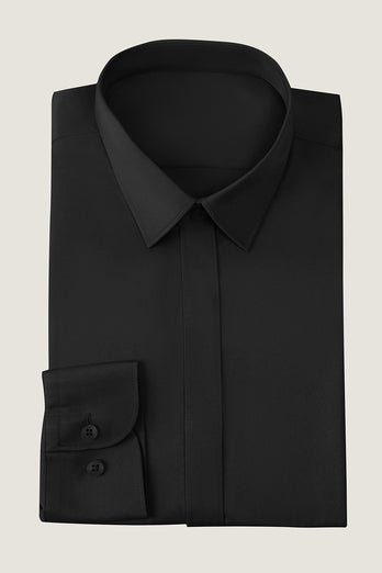 Black Solid Men's Suit Shirt