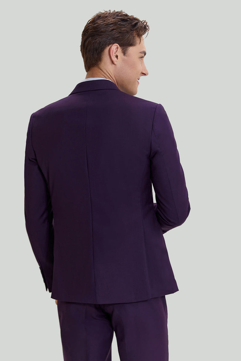 Load image into Gallery viewer, Purple Notched Lapel 3 Piece One Button Men&#39;s Suits