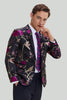 Load image into Gallery viewer, Black Jacquard Satin Notched Lapel Prom Blazer