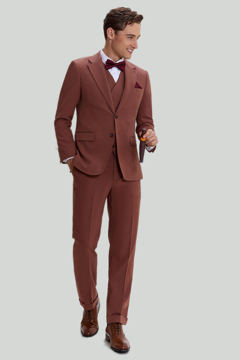 Load image into Gallery viewer, Tan Notched Lapel 3 Piece Single Breasted Prom Suits