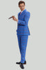 Load image into Gallery viewer, Blue Plaid Men&#39;s 3 Piece Tuxedo Suits