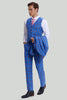 Load image into Gallery viewer, Blue Plaid Men&#39;s 3 Piece Tuxedo Suits