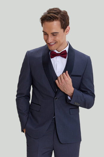 Men's Grey 3 Piece One Button Tuxedo